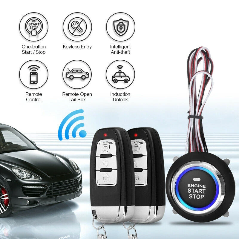 Sistema de alarma de arranque de motor de entrada sin llave universal para automóvil de 12 V O4H2 Foto 2 de 4