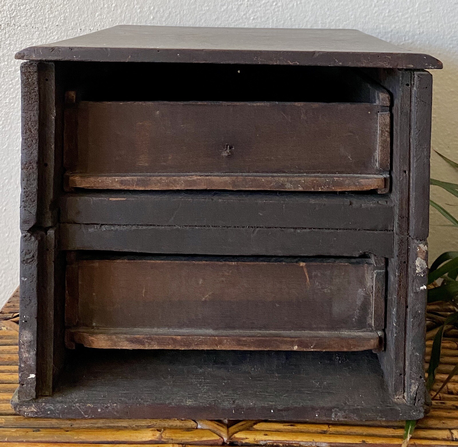 1800s Victorian Apothecary Drawers Chest Wooden Box Skeleton Key Lock