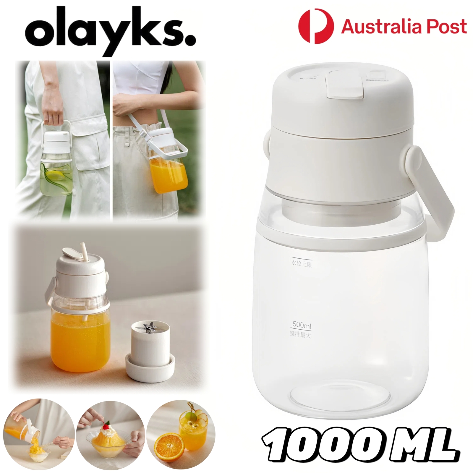 Olayks Electric Juicer Water Bottle Fruit Blender Mixer Port