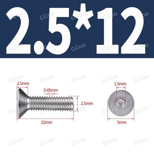 M2.5 - 2.5mm COUNTERSUNK BOLT CSK ALLEN KEY SOCKET SCREWS A2 STAINLESS STEEL - Picture 15 of 29