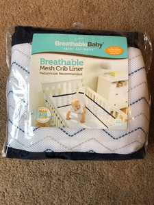 navy mesh crib bumper