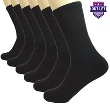 12 Pairs Men's  Black Sports Cotton Crew Socks Athletic work socks size 10-13