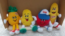 Dole Fruit 1999 Lot of 4 Plush Banana Cranberry Pineapple Papaya Mascots Vintage