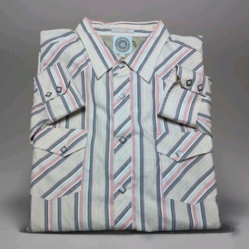 Maxini Long Sleeve Square Pearl Snap Western Shirt Mens Size XXL Cowboy