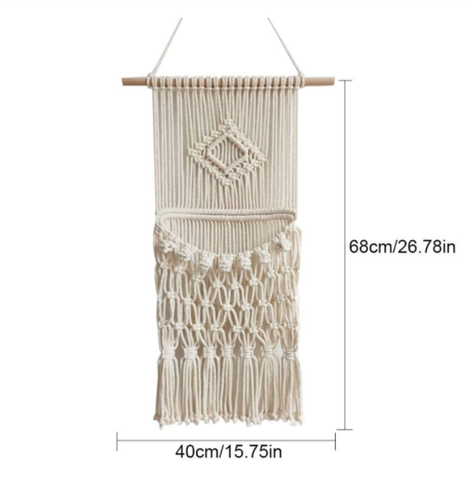Macrame Hanging Floating Rope Shelf Wooden Storage Kitchen Wall Boho Decor Gift - Picture 11 of 11