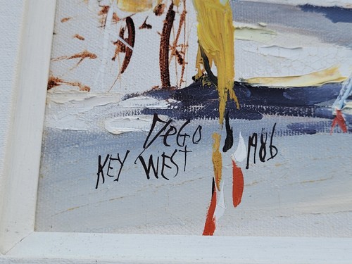 Dego (Denis Gauthier) Original Signed Painting On Canvas Framed Key West Florida - Picture 8 of 15