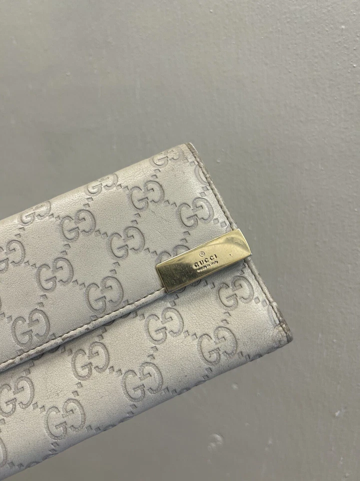 GUCCI Long Wallet Guccissima Tan GG Leather Card Authentic Monogram Emboss USED - Image 2 of 4