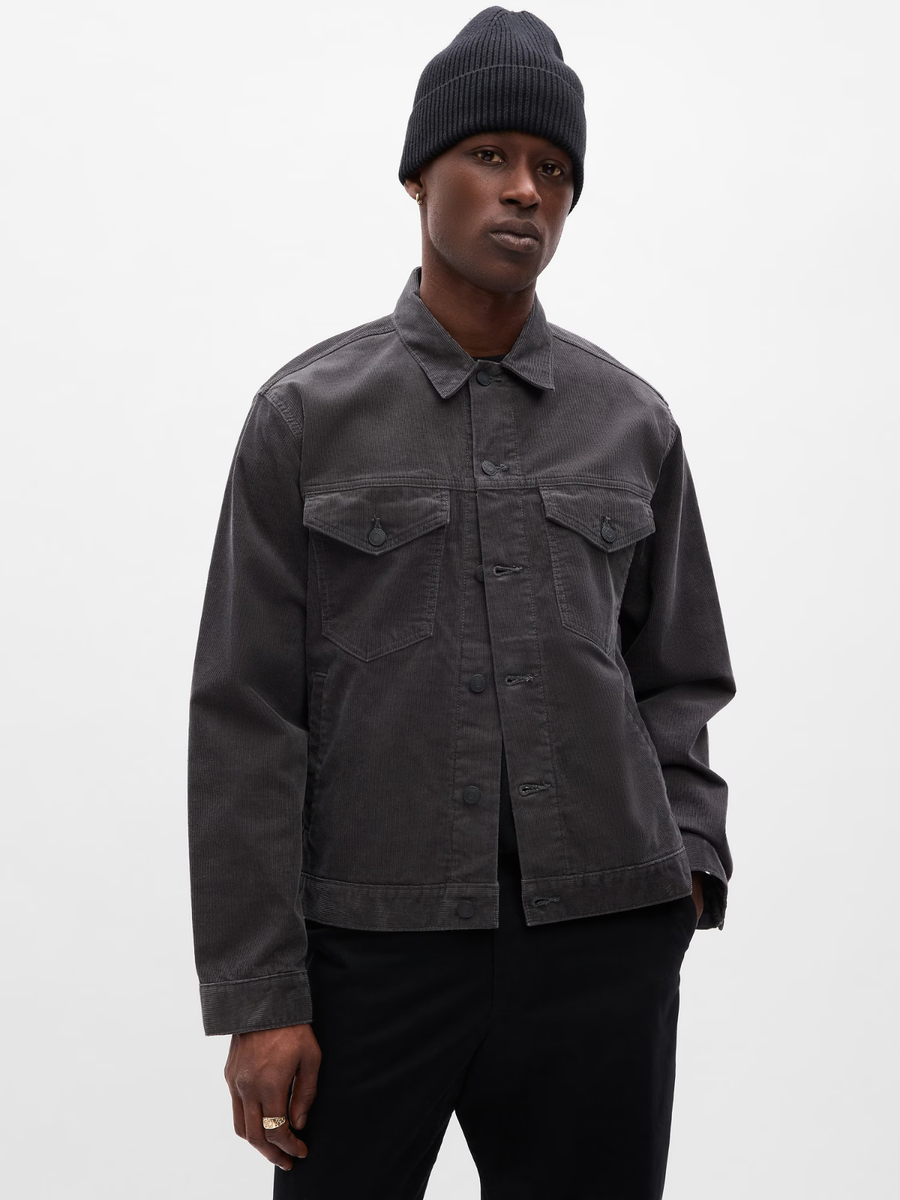 NWT - GAP Men's Icon Soft Stretch Corduroy Jacket, Cast Iron