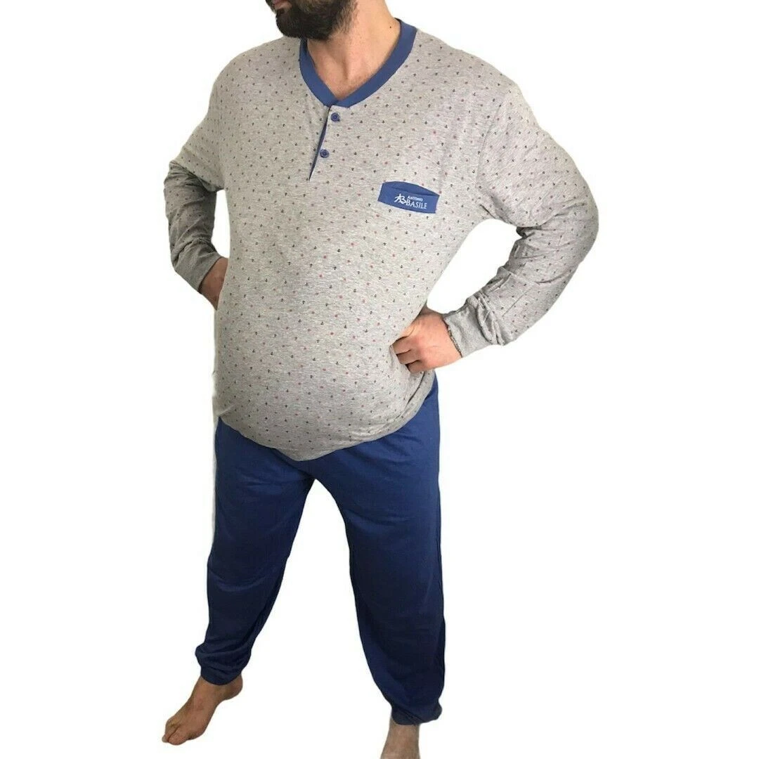 Pyjama Homme Grande Taille Calibré Laine Polaire Long Manches