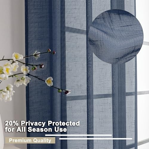 Aiyueng Kirei 2 PCS Faux Linen Navy 30"W x 36"L (Pack of 2) Navy Blue-texture - 第 2/7 張圖片