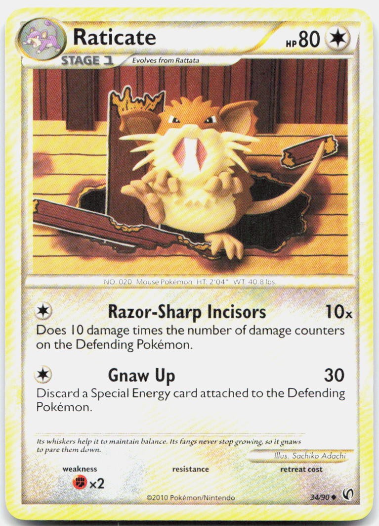 RATICATE 34/90 Uncommon HGSS Undaunted Pokemon