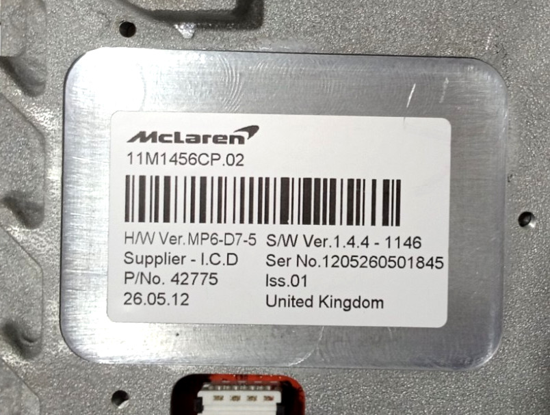 McLaren Center Control Navigation Screen Console Switch 11M1456CP.02 -Untested