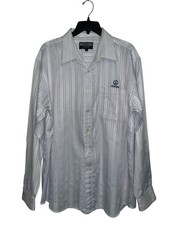 Moschino Jeans Mens Stripe Shirt Button Up Peace Sign Made in Italy Size L