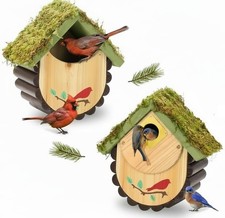 Cedar Wood Large Bird House for Bluebirds & Cardinals Mounting Options