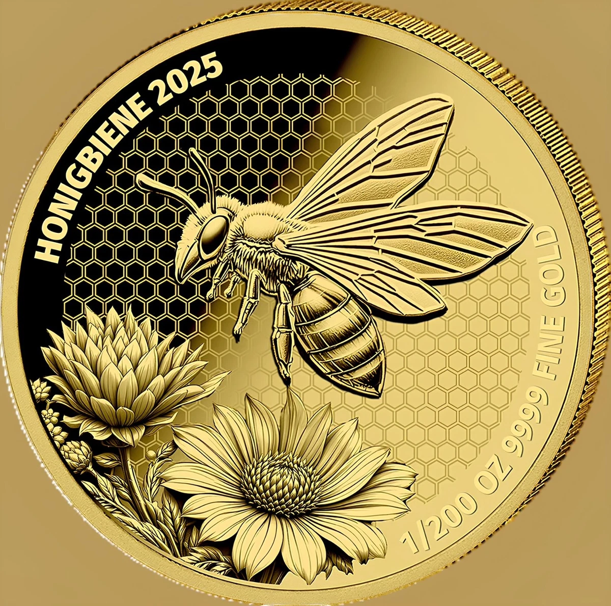 2025 Liberia $25 Honeybee .9999 Gold Proof Coin 24K Gold Coin Bee