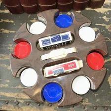 Plawood Mormac Corp. PMC Poker Chip Carousel Caddy With Handle Chips And Cards