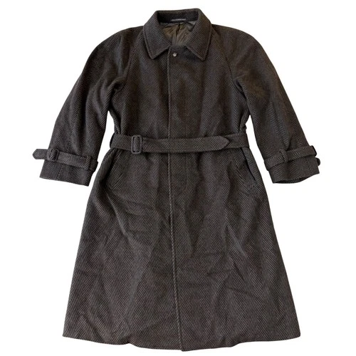 Givenchy Gentleman Wool Cashmere Herringbone Overcoat Mens 50 Brown Green - product listing photo