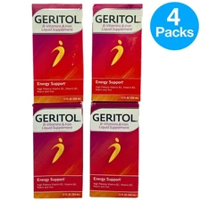 Geritol B-Vitamins & Iron Liquid Supplement 12 fl oz – 4 Pack – New EXP 03/2026