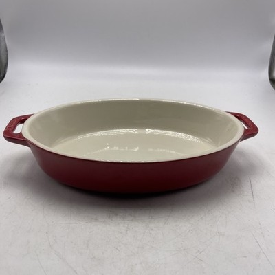 Staub Oval Baking Dish Red Ceramic 9-inch