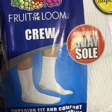 Socks Fruit Of The Loom white 6-12 Reinforced Cushioned 6 pairs