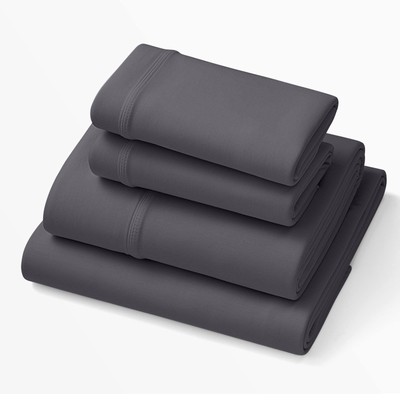 SoftStretch Sheets, King/Cal King, Rayon Blend, Moisture-Wicking, Stormy Grey...