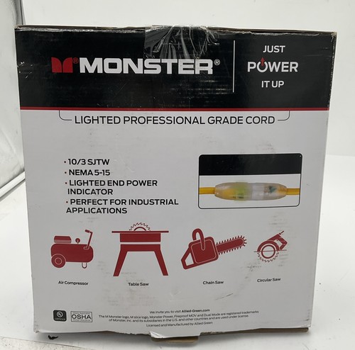 Monster Just Power It Up Outdoor 50 ft. L Yellow Extension Cord 10/3 SJTW - Picture 2 of 6
