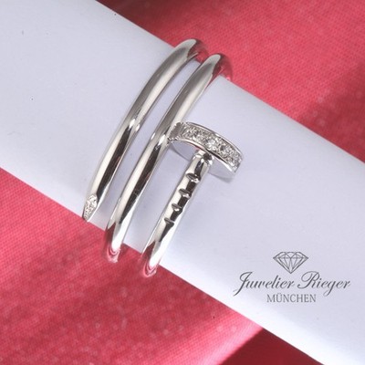 Cartier Ring Juste un Clou Doppelt Weissgold 750 Diamanten 2020 Gr 52 B4211052