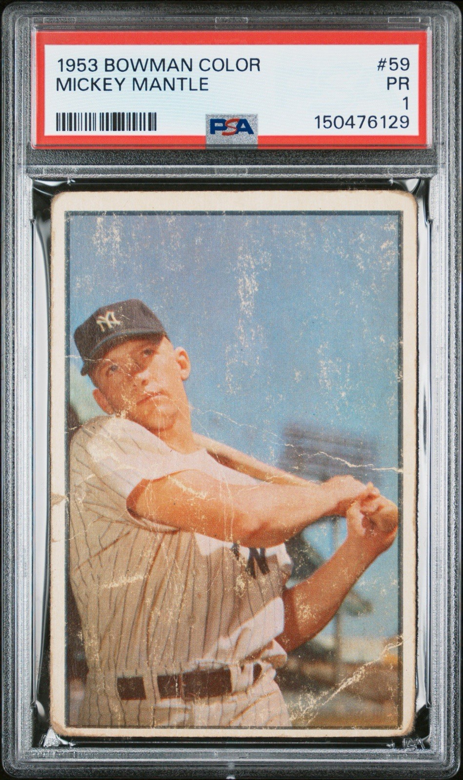 MICKEY MANTLE 1953 BOWMAN COLOR PSA 1 ! *FRESHLY GRADED ! *FRESH FIND ! THE MICK