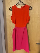 Women'S Color Block Mini Dress with Cut-Out Waist - Sleeveless, Size L