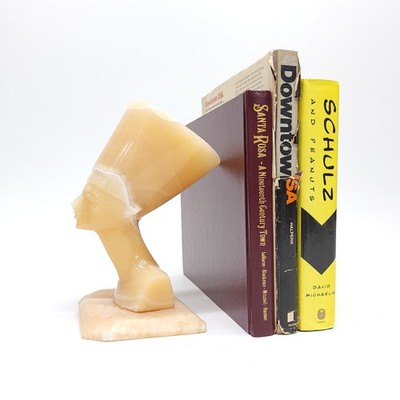 Nefertiti Bookend Egyptian Queen Vintage Alabaster MCM Heavy