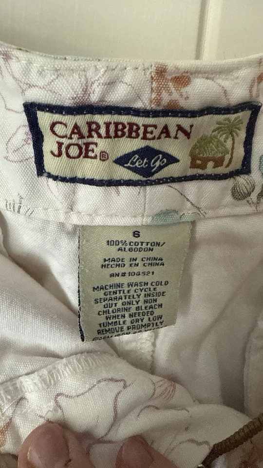 Bermudas para mujer Caribbean Joe's blancas florales talla 6 trabillas para cinturón Foto 2 de 4