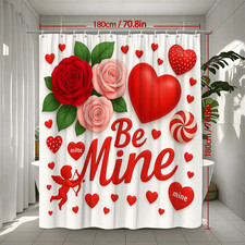 Romantic Red Floral Shower Curtain for Valentine's Day Decor
