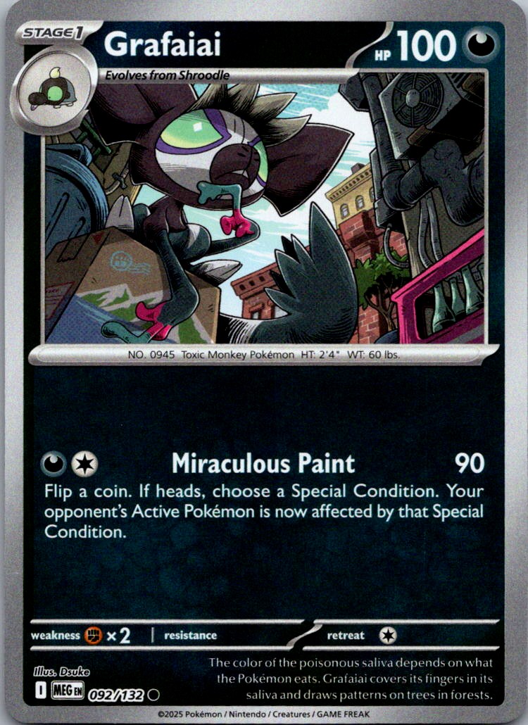 Grafaiai - Reverse Holofoil ME01: Mega Evolution 092/132 - LP MEG Minty Single