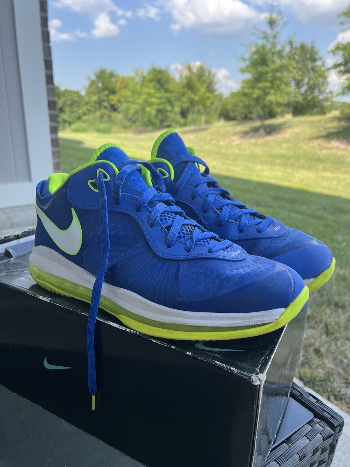 SAOLA Nike LeBron 8 v 2 Low Sprite Air Max 456849 401 blu 2011 OG rare taglia 12