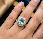 Oval Cut Aquamarine Ring 925 Sterling Silver Vintage Engagement Ring.