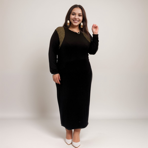 ROCKTHOSECURVES WOMENS BLACK FITTED DRESS GOLD SPARKLY SHOULDERS PARTY PLUS SIZE - Picture 7 of 10