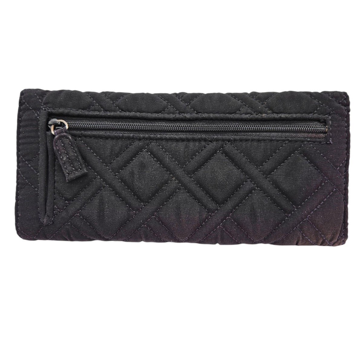 Vera Bradley Tri-fold Classic Quilted Black Wallet w Moondrop Pattern Interior View 2