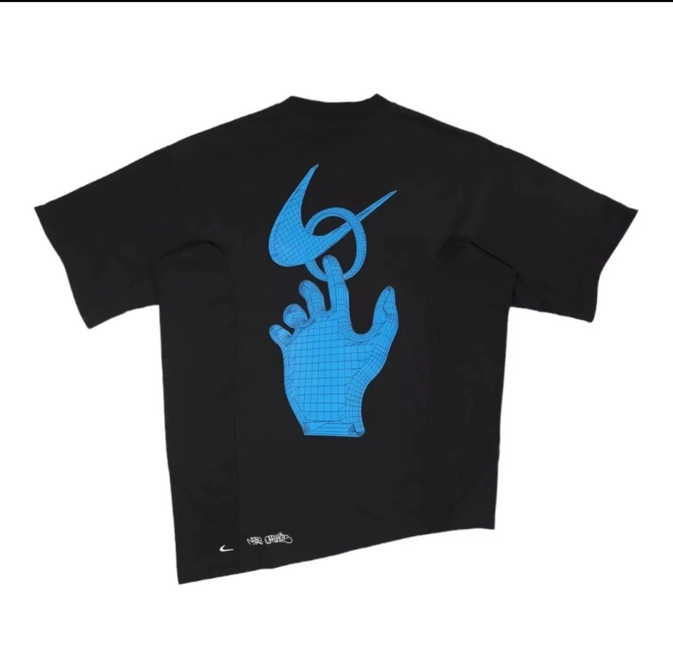 OFF WHITE X NIKE Nike x Off White 005 T Shirt Stampa Grafica Asimmetrica Nera Uomo Taglia XS