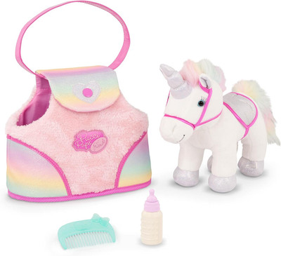 Pucci Pups   Plush Pet  Dog Carrier   Toy Unicorn   Rainbow Bag & Sparkly Comb  