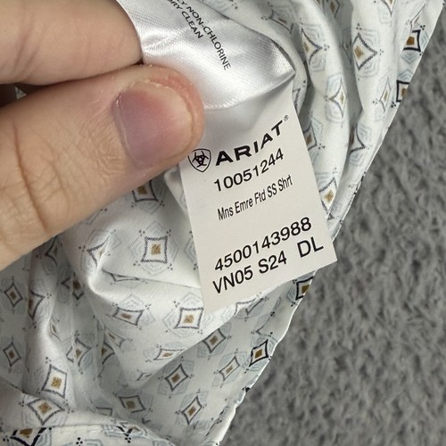 Ariat Emre camicia uomo media bianca aderente geometrica abbottonata western - Foto 6 di 11