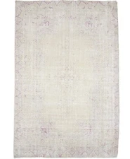 6X9 ft Antique Distressed Cream Beige Floral Oriental Rug Vintage Wool Carpet