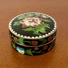 Vintage Chinese Cloisonne Round Trinket Box B...