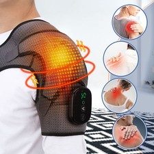 Heated Vibration Shoulder Massager Wrap Rotator Cuff Brace Pain Relief Electric