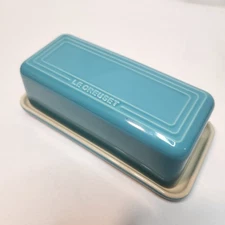 Le Creuset Stoneware Signature Turquoise Covered Butter Dish Lid Underplate NWT