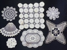 7 VINTAGE COTTON CENTER PIECE DOILY TABLE RUNNERS HAND EMBROIDERED LACE CROCHET