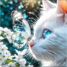Cat Butterfly Diamond Art Kits for Adults, Diamond Painting Kits for Beginners -
