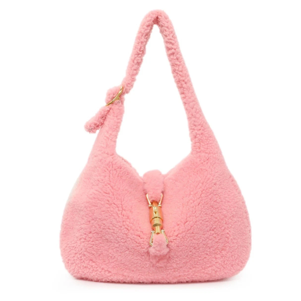 NWT Gucci Jackie 1961 Shearling PINK Gold Piston Lock Shoulder Bag RRP£3000