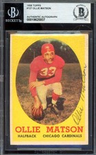 Ollie Matson Beckett BAS Vintage Signed 1958 Topps Autographed