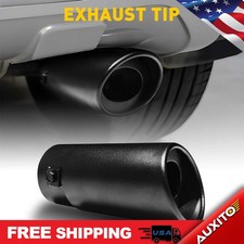 2.5 Black Stainless Steel Rear Exhaust Straight Single Pipe Tail Tip Muffler Bl