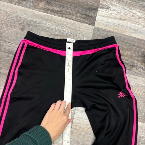 Adidas Tiro 15 Climacool Black Hot Pink 3 Stripes Girls M Ankle Zip Track Pants - Picture 12 of 14
